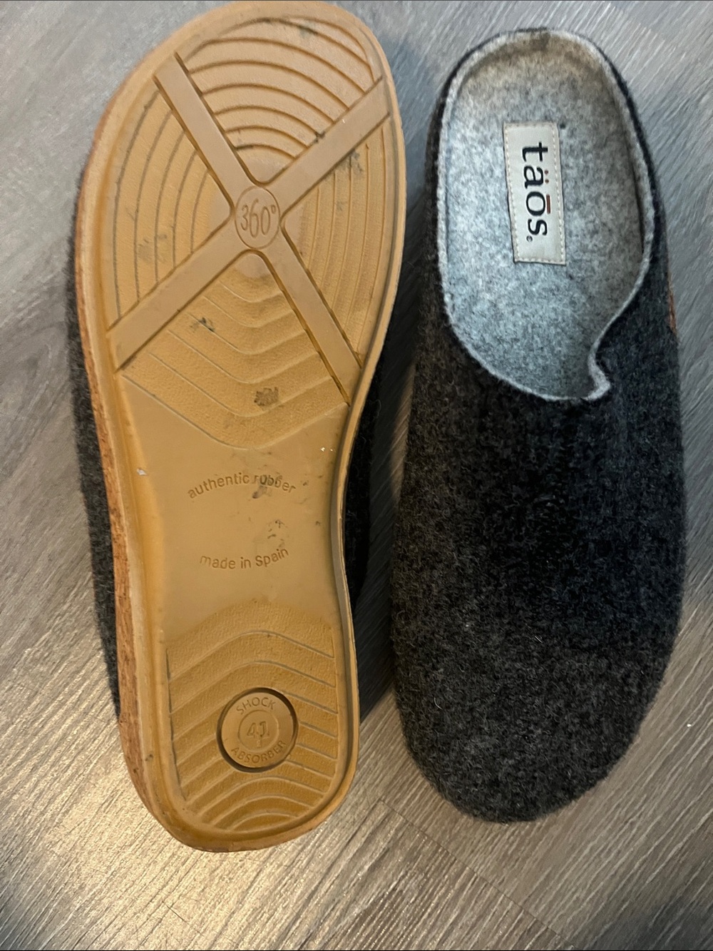 Taos Footwear Women’s Size 41/10 Charcoal Gray, Wool Slip-On Clog - Picture 4 of 7